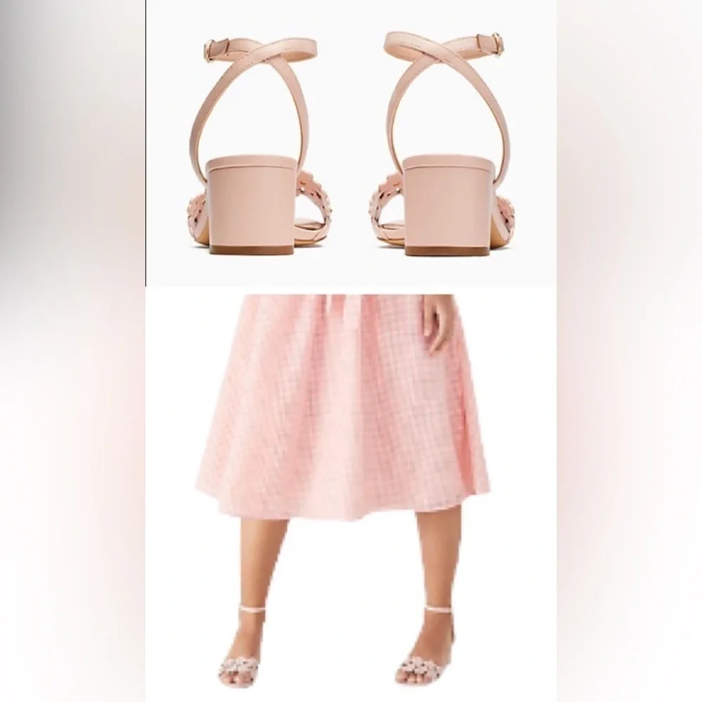 kate spade Daisy Floral 100% Cow Leather Mid Sandals, Rose Smoke Pink